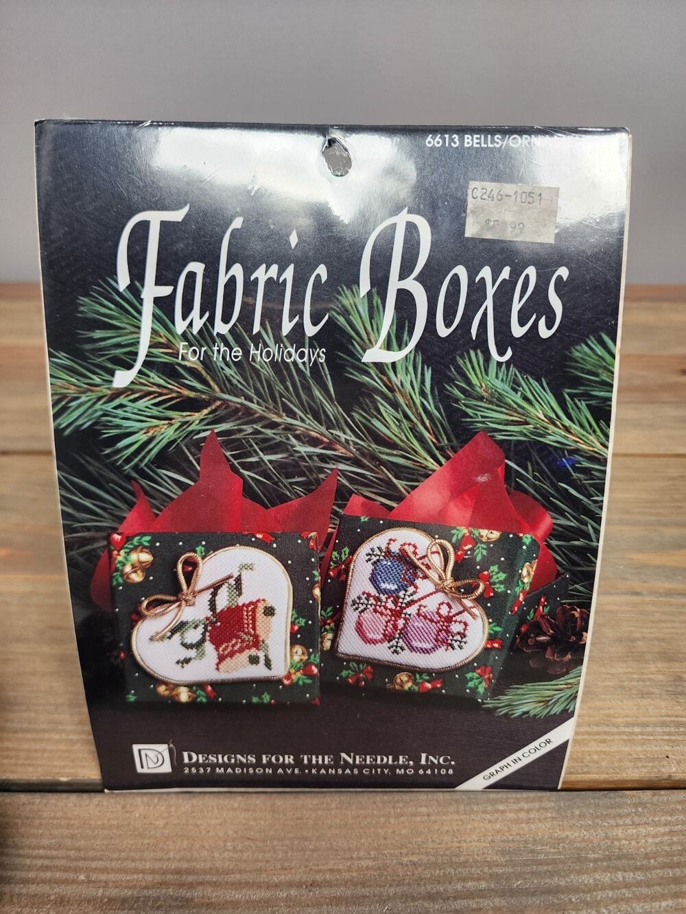 Designs For The Needle. Fabric Boxes For The Holidays. 6613 Bells/Ornaments. NIP